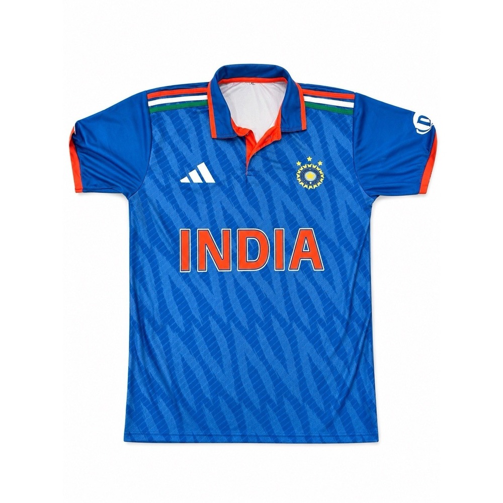 India‎ Virat #18 Soccer Jersey Shirt - Blue/Orange/White India Team Colors-XL